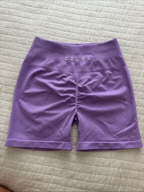 Purple High-Waist Ruched Bike Shorts